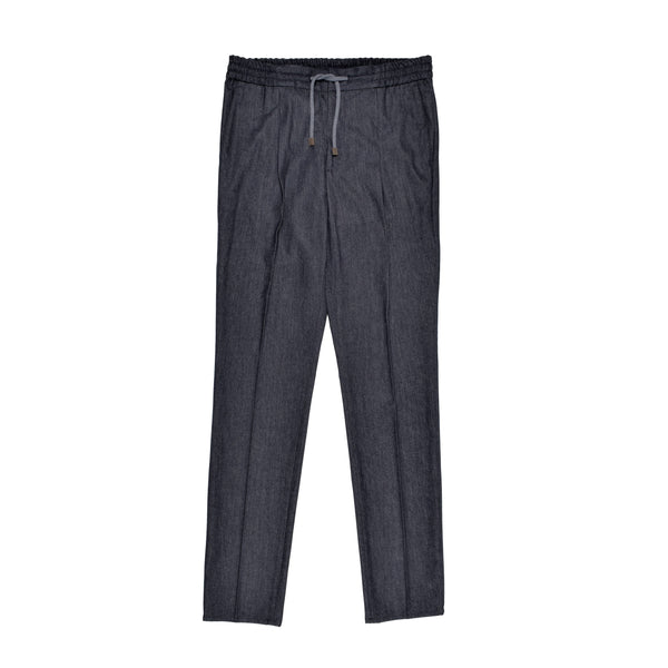Brunello Cucinelli Mens Dark Grey Wool Leisure Trousers Denim
