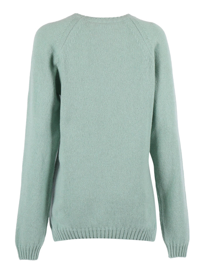 Sweater Green Cashmere Wool Crewneck