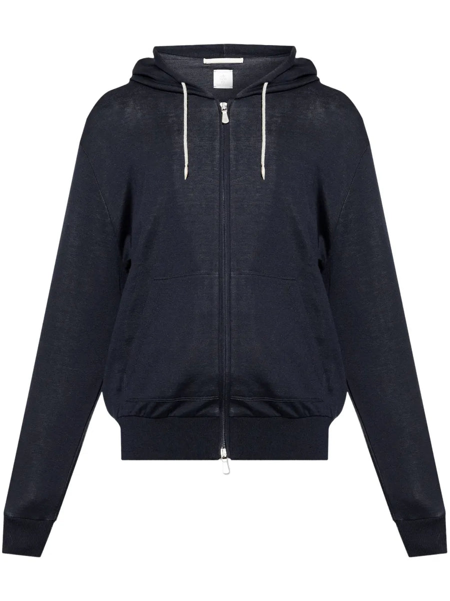 Eleventy Silk 57% hoodie in navy