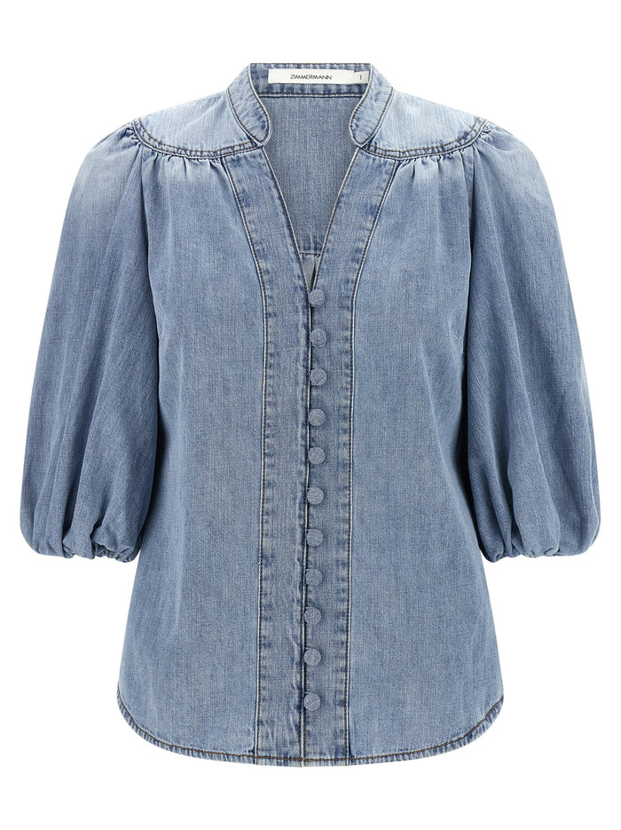 Lucky blouse Light Blue Cotton Shirt