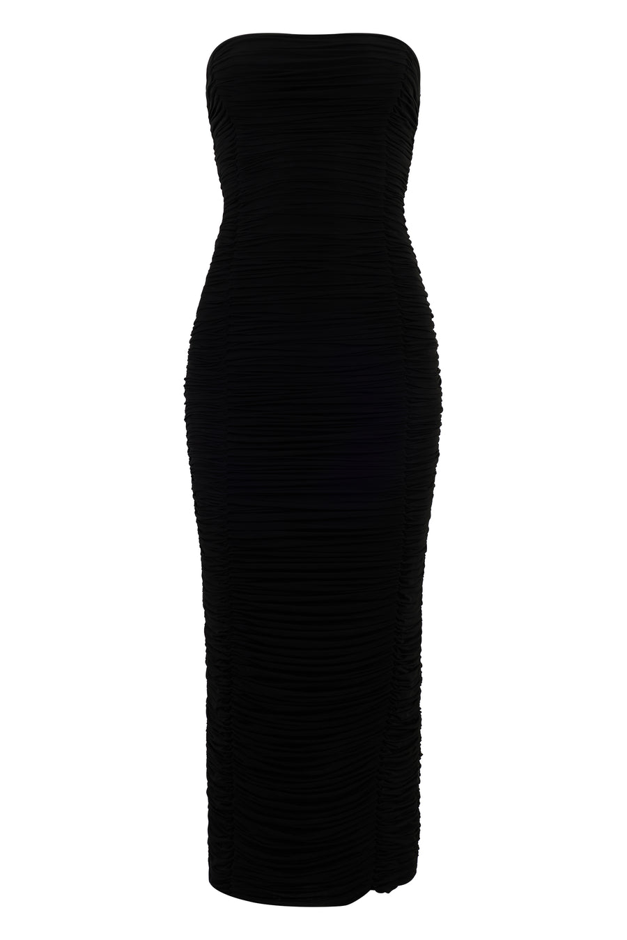 Strapless Midi Dress, Black Cuprammonium Rayon