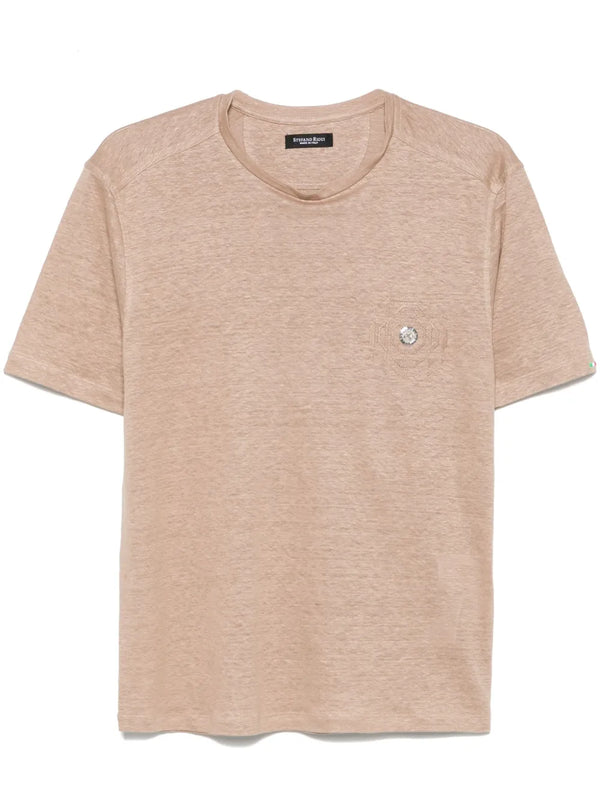 Stefano Ricci Linen/Flax 100% t-shirt in beige