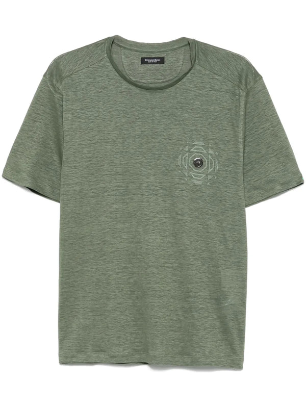 Stefano Ricci Linen/Flax 100% t-shirt in moss green