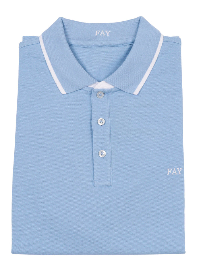 DB COLLAR PIQUET POLO Light Blue Cotton Elastane Shirt