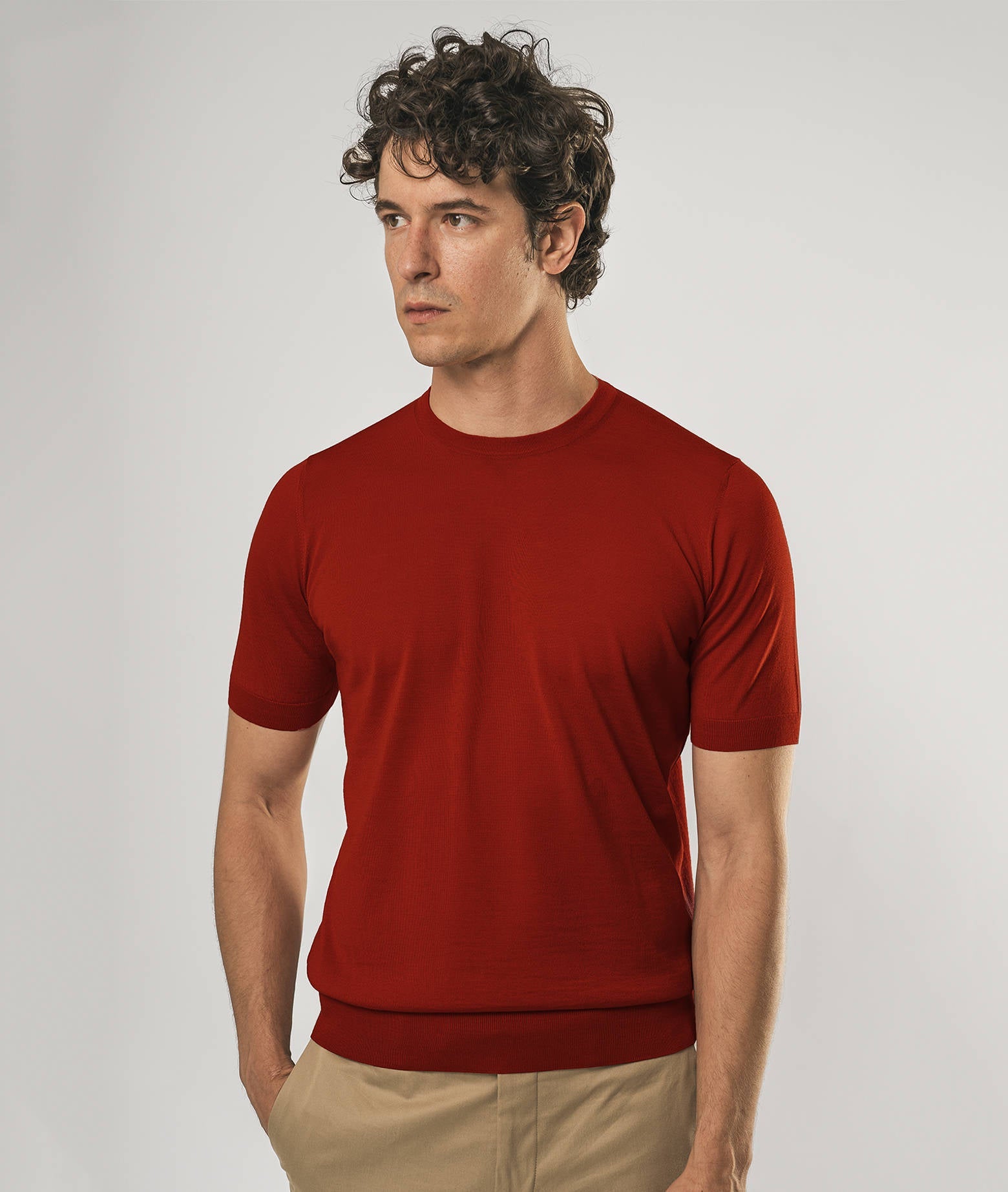 Wool T-Shirt Mentone Skyblue Round Neck