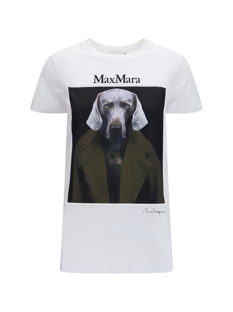 Calca Graphic Print T-Shirt Fondo Bianco Wegman Cappotto Kaki Scuro Cotton; Elastane Top