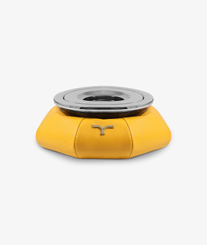 Leather Boat Ashtray Yellow