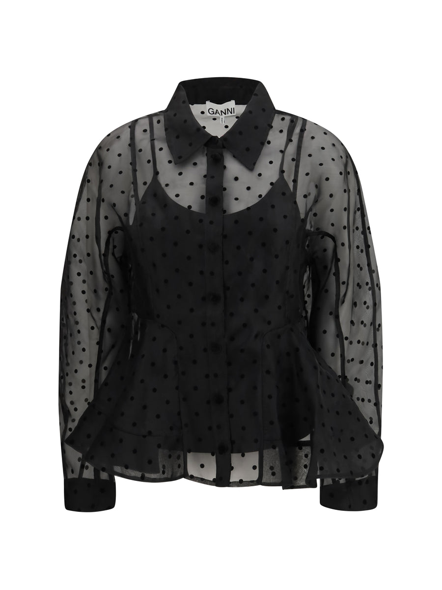 Shirt Organza Black Recycled Polyester