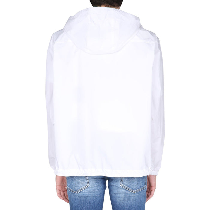 Logo Hooded Windbreaker White Cotton
