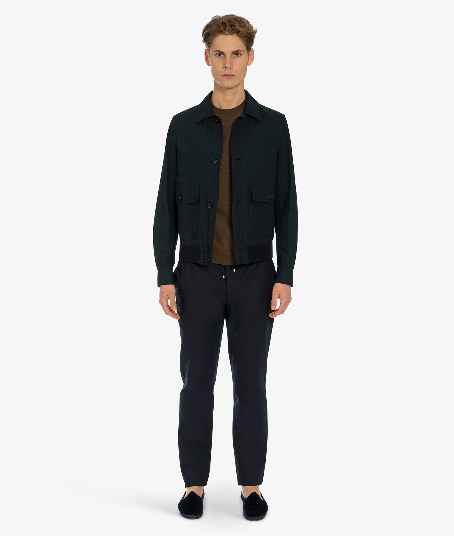 Sempione Seersucker Jacket Blue Sportwear Blouson