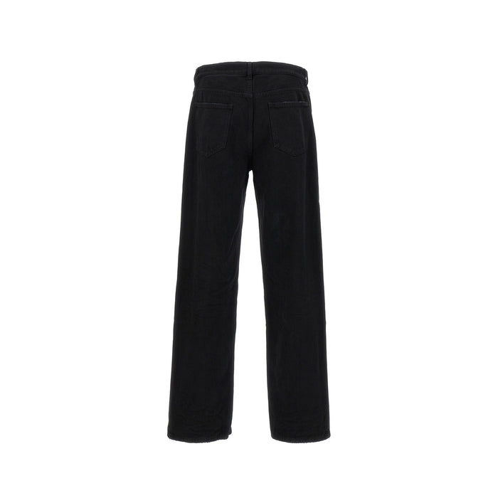 Long Baggy Denim Jeans Black Cotton