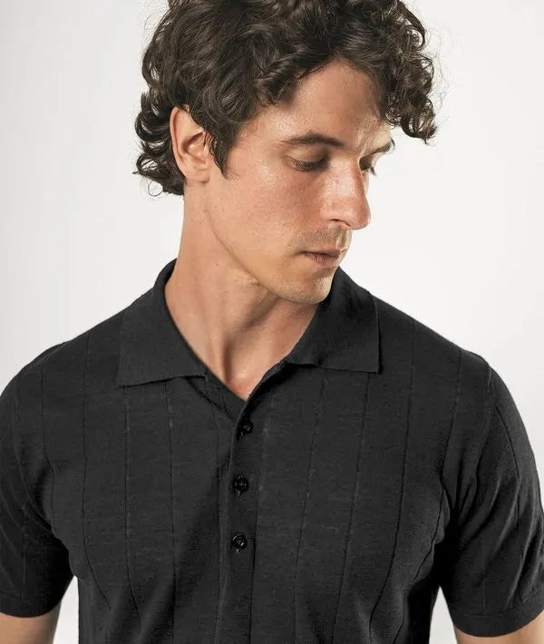 Linen And Cotton Polo Saint Tropez Blue Knitwear