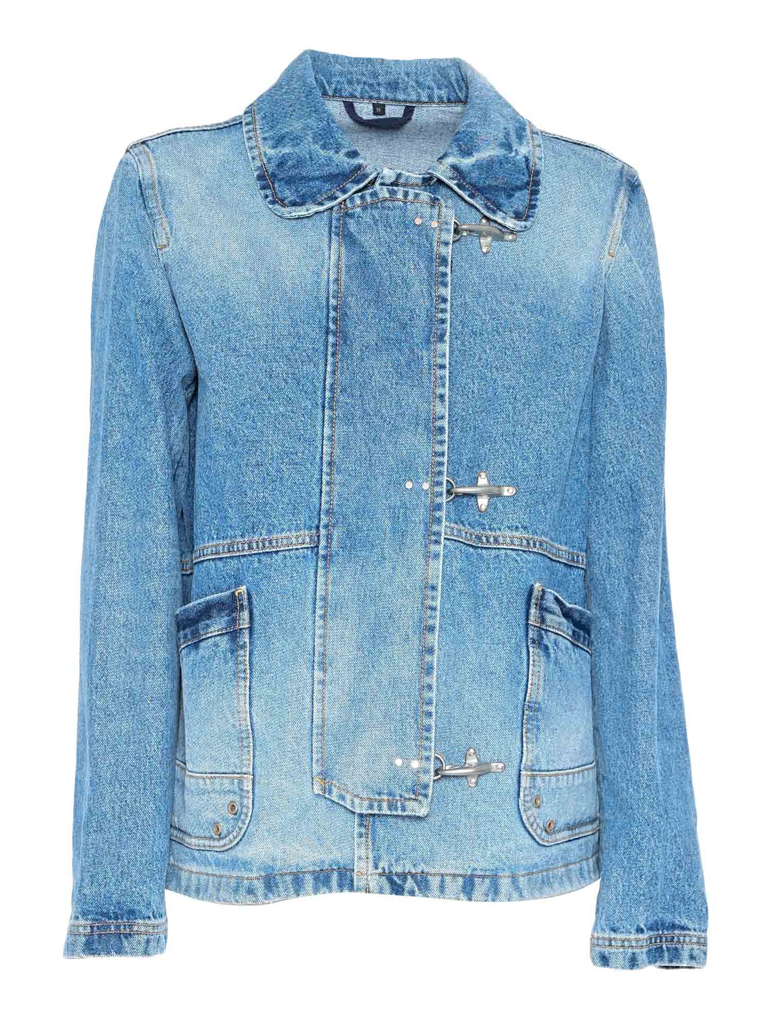 MINI 3 GANCI DENIM COAT Light Blue Cotton Heavy Jacket