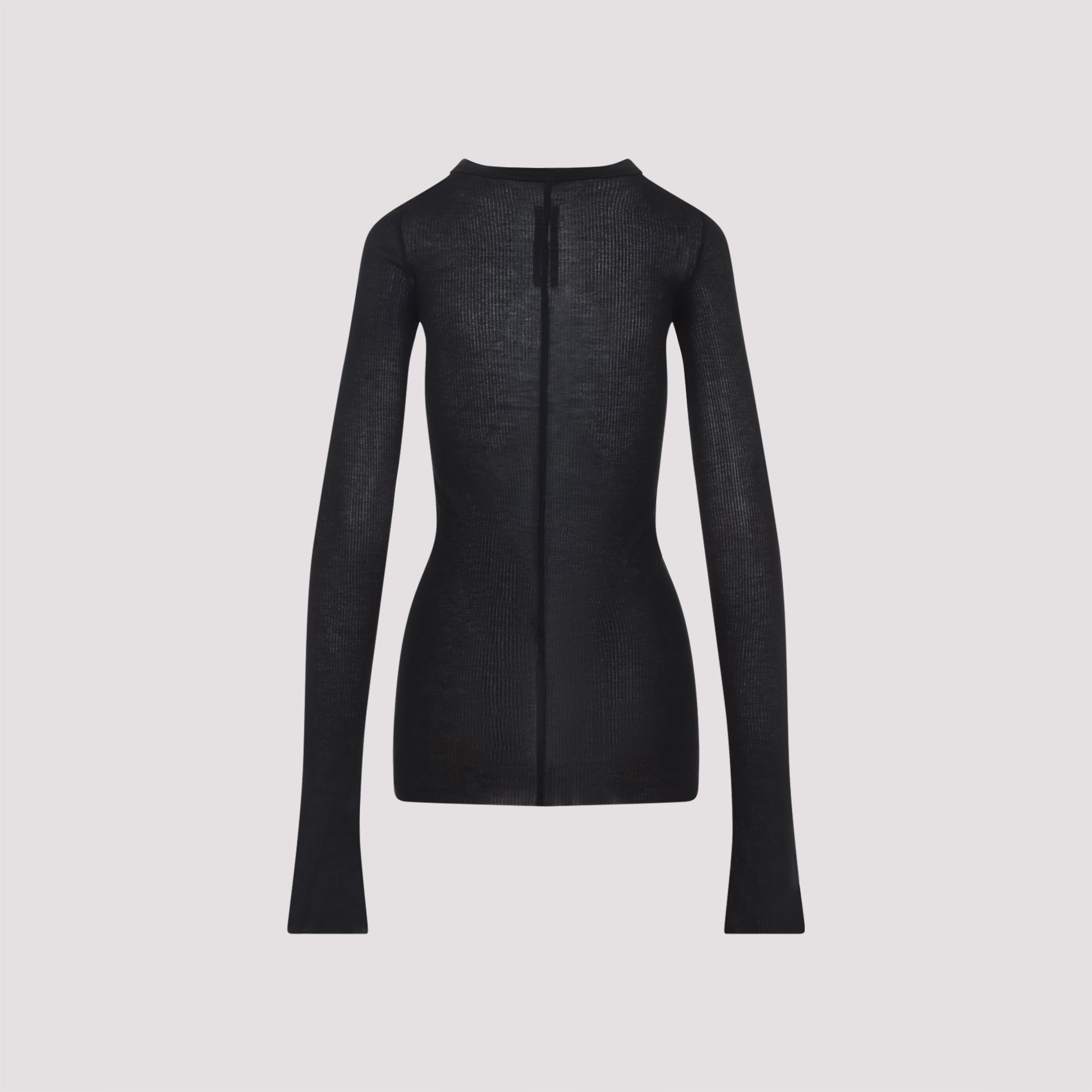 Rib Ls T-shirt Black Viscose Silk Tshirt