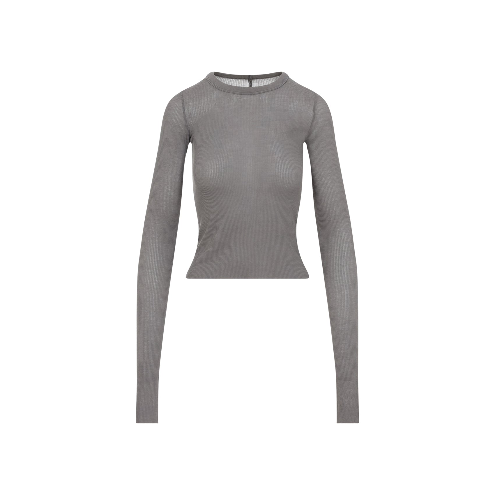 Cropped Rib Ls T-shirt Brown Viscose Silk Tshirt