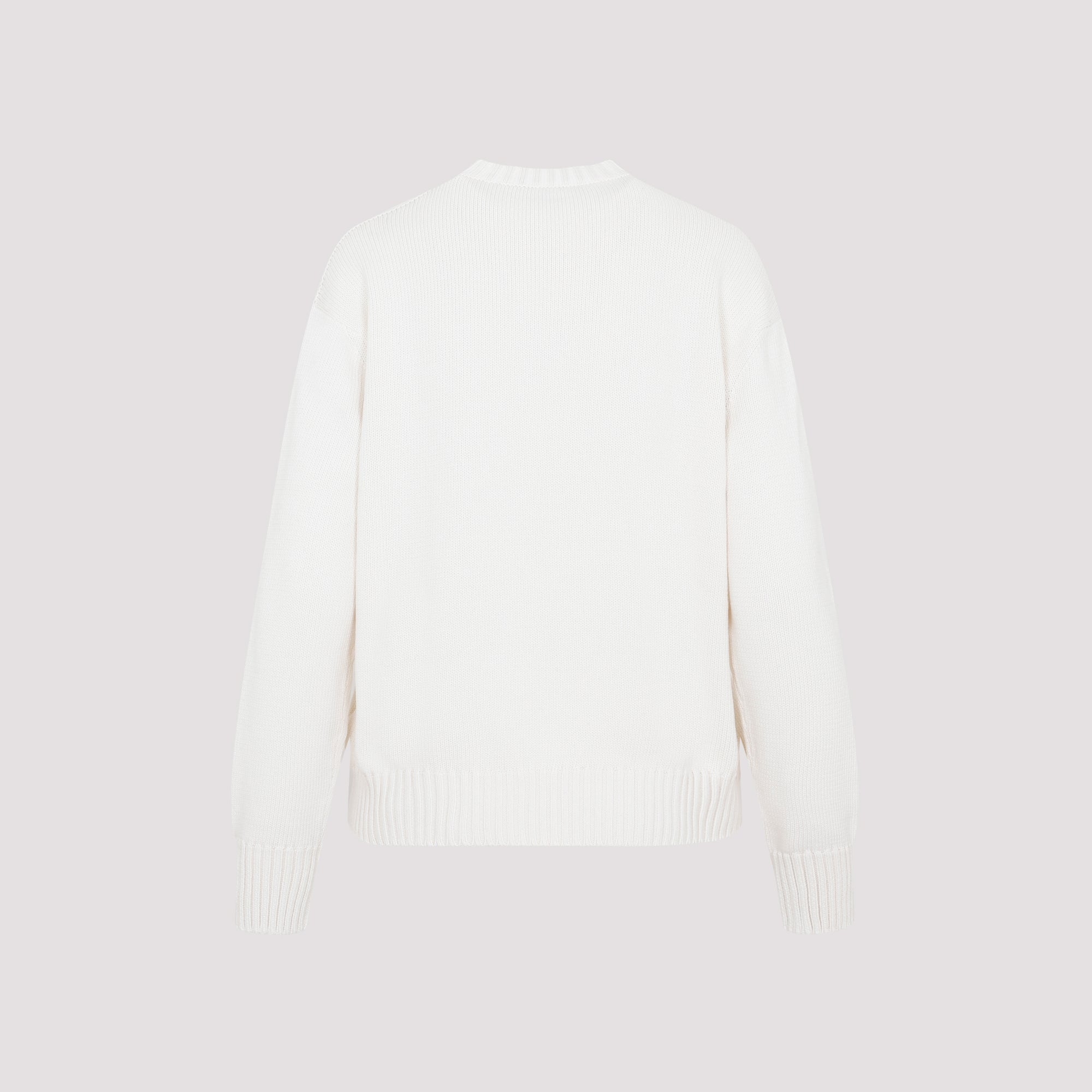 Pullover White Cotton Polyamide Sweater