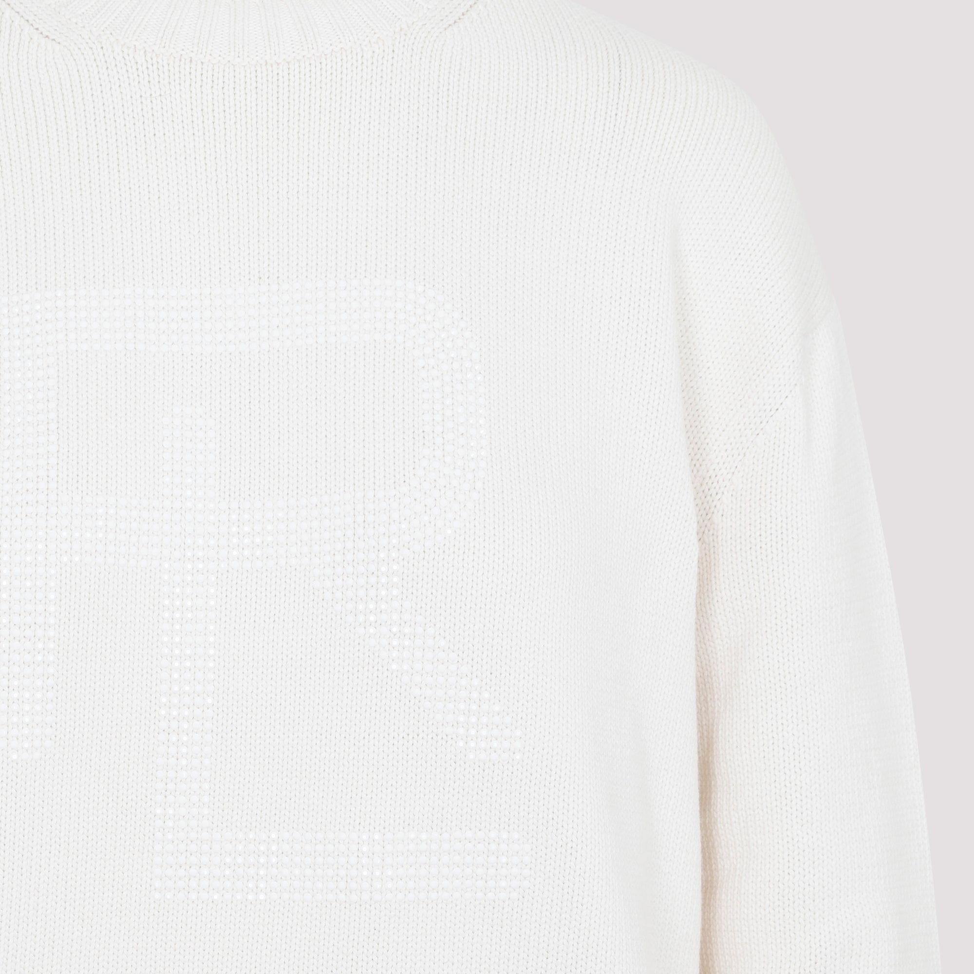 Pullover White Cotton Polyamide Sweater