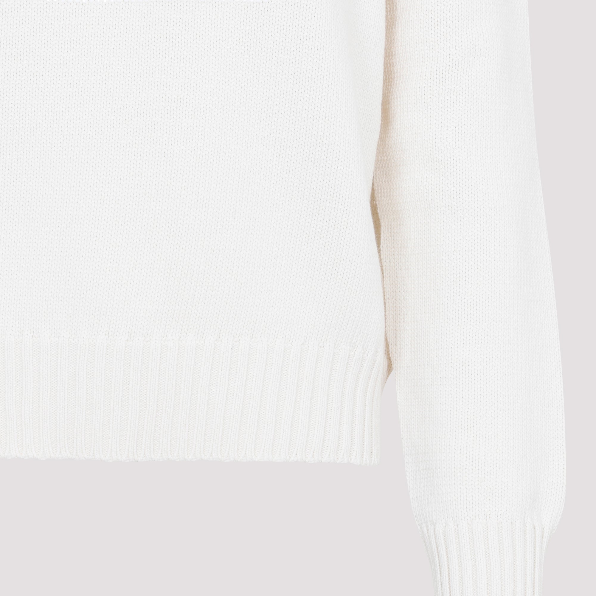 Pullover White Cotton Polyamide Sweater