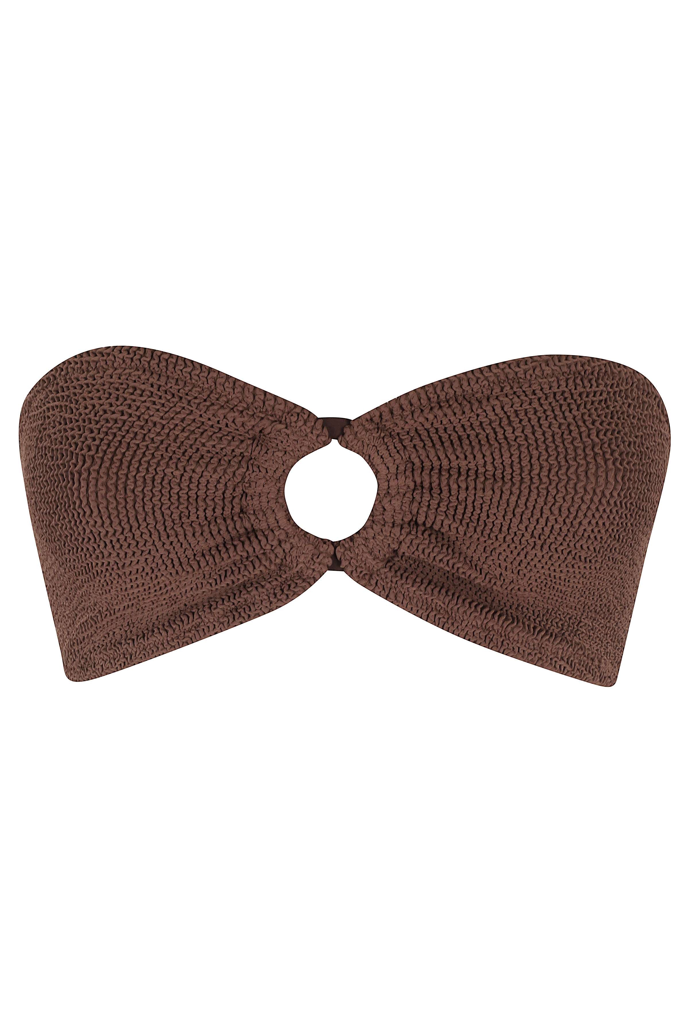 Crinkle Bandeau Top Brown Poliammide Elastan Costume