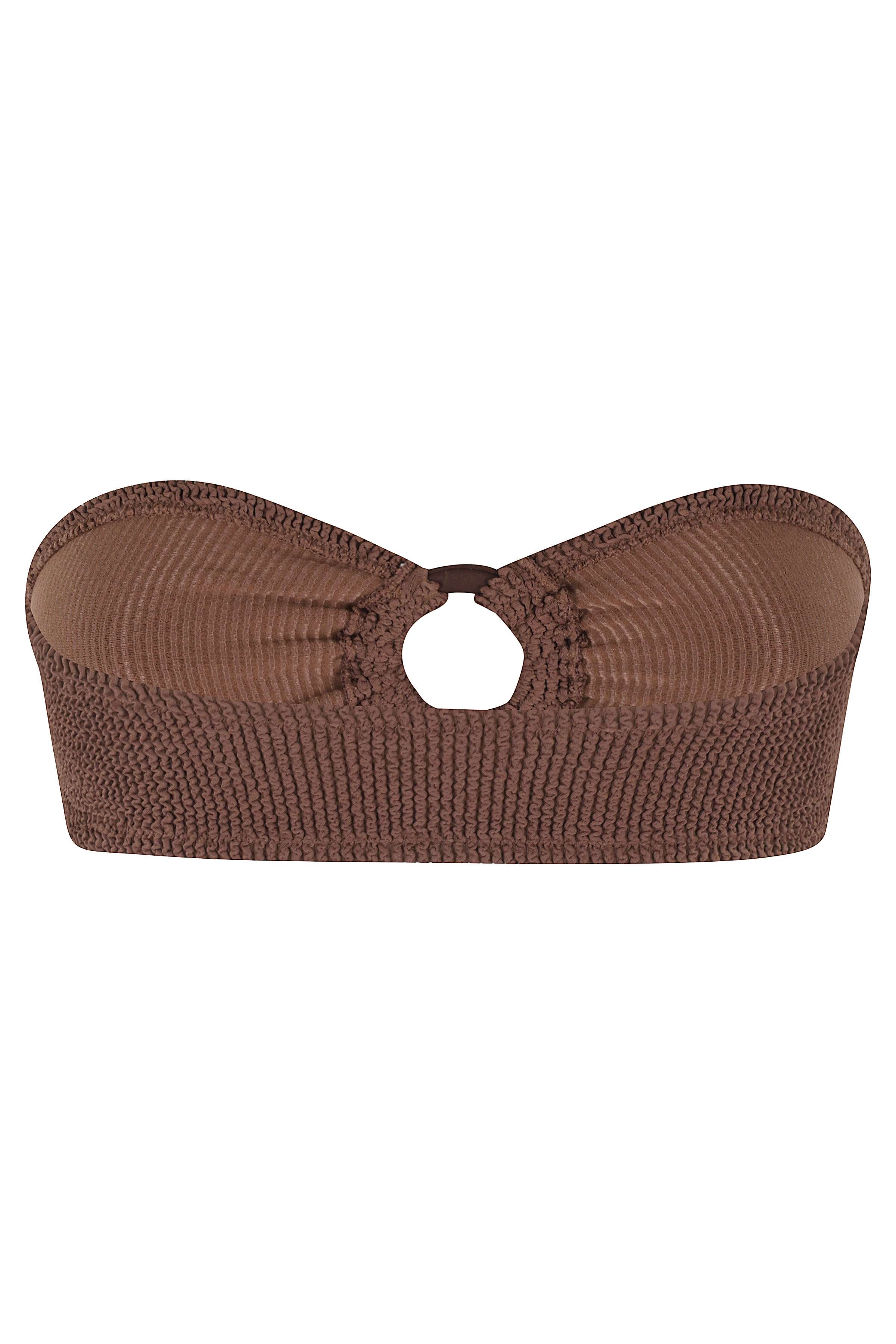 Crinkle Bandeau Top Brown Poliammide Elastan Costume
