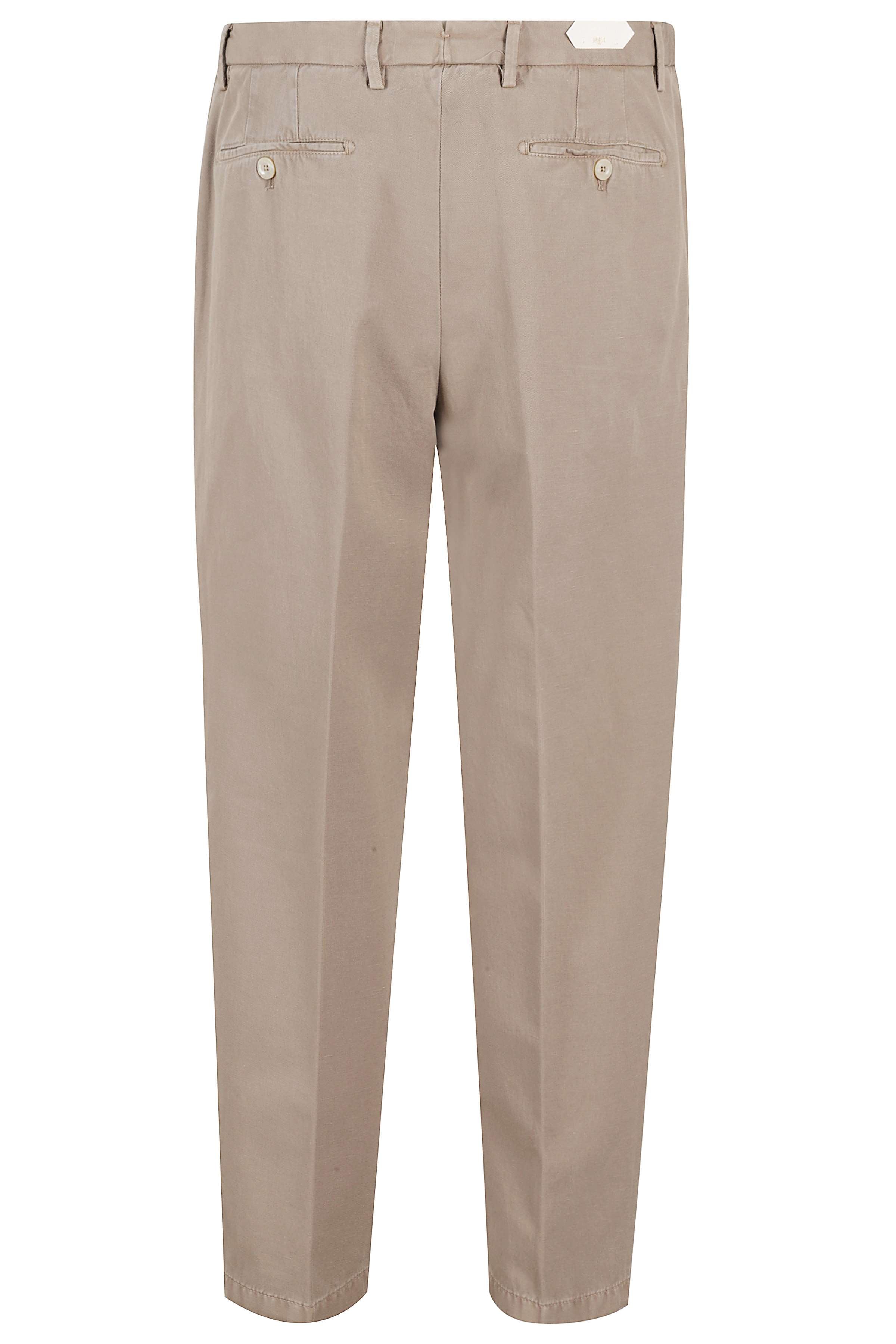 Pant 1pinces Lino Brown Cotone Pantaloni