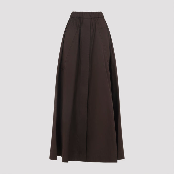 Parachute Long Skirt Brown Cotton