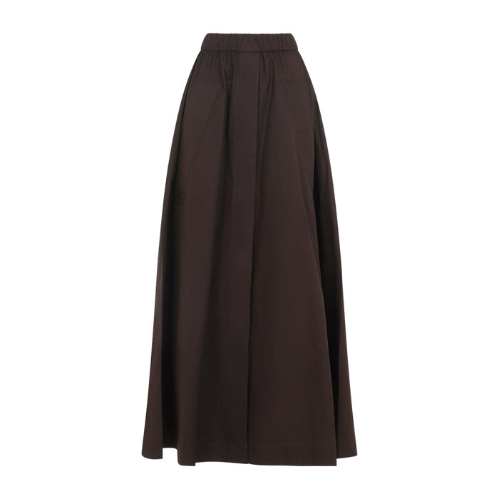 Co Parachute Long Skirt Brown Cotton