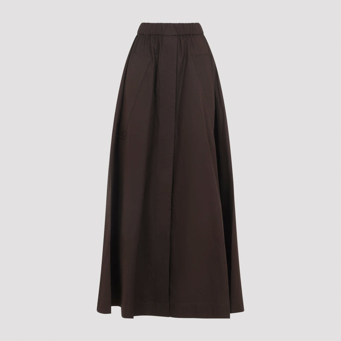 Co Parachute Long Skirt Brown Cotton