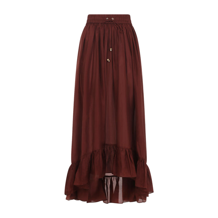 Zimmermann Aster Long Skirt Red Silk