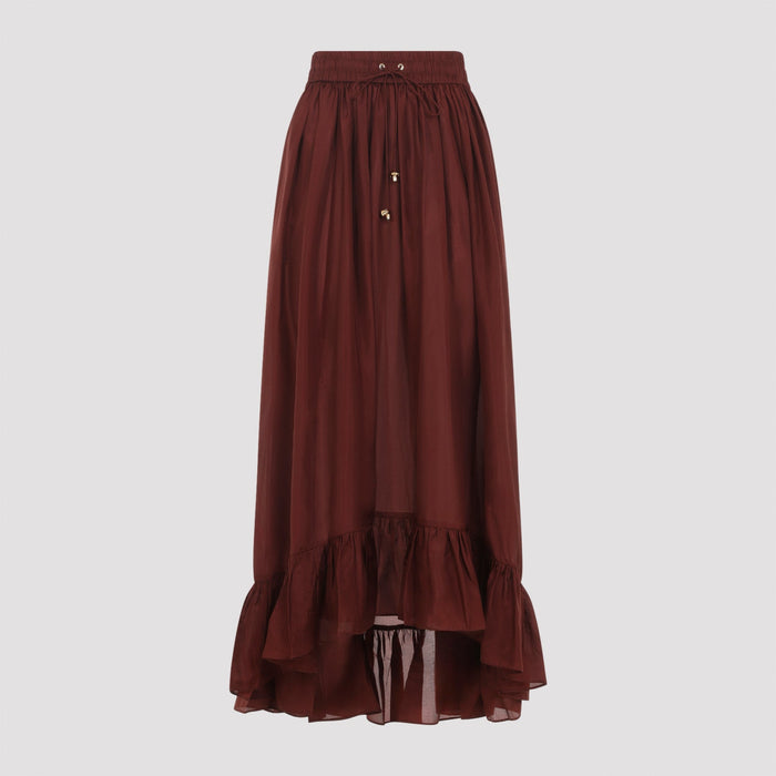 Zimmermann Aster Long Skirt Red Silk