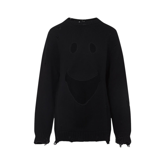 Smile Cropped Sweater Black Wool