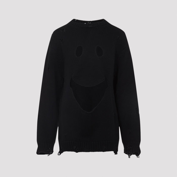 Smile Cropped Sweater Black Wool