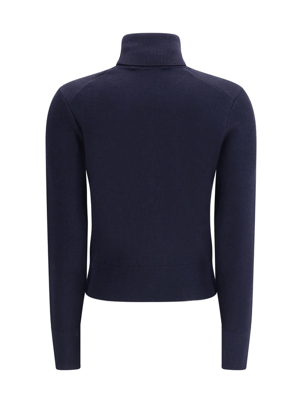 Ami De Coeur Turtleneck Sweater Marine/rouge Merino Wool