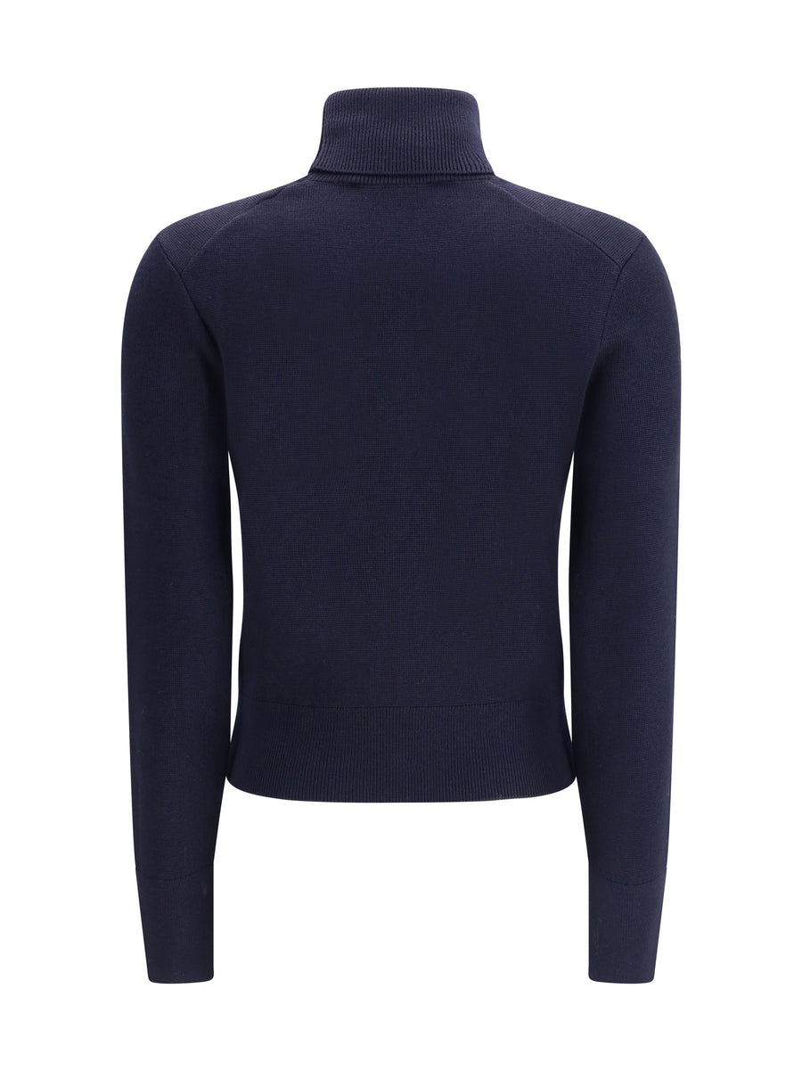 Ami De Coeur Turtleneck Sweater Marine/rouge Merino Wool