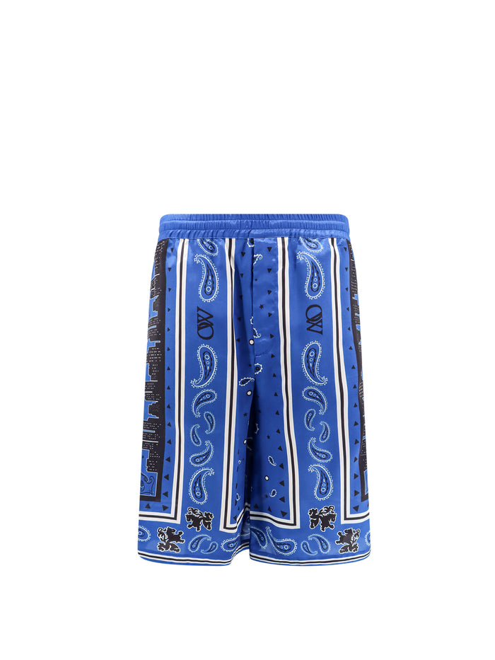 Off White Shorts Blue Viscosa Sostenibile