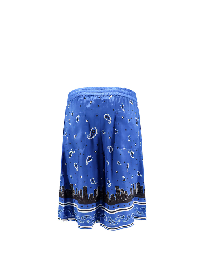 Off White Shorts Blue Viscosa Sostenibile