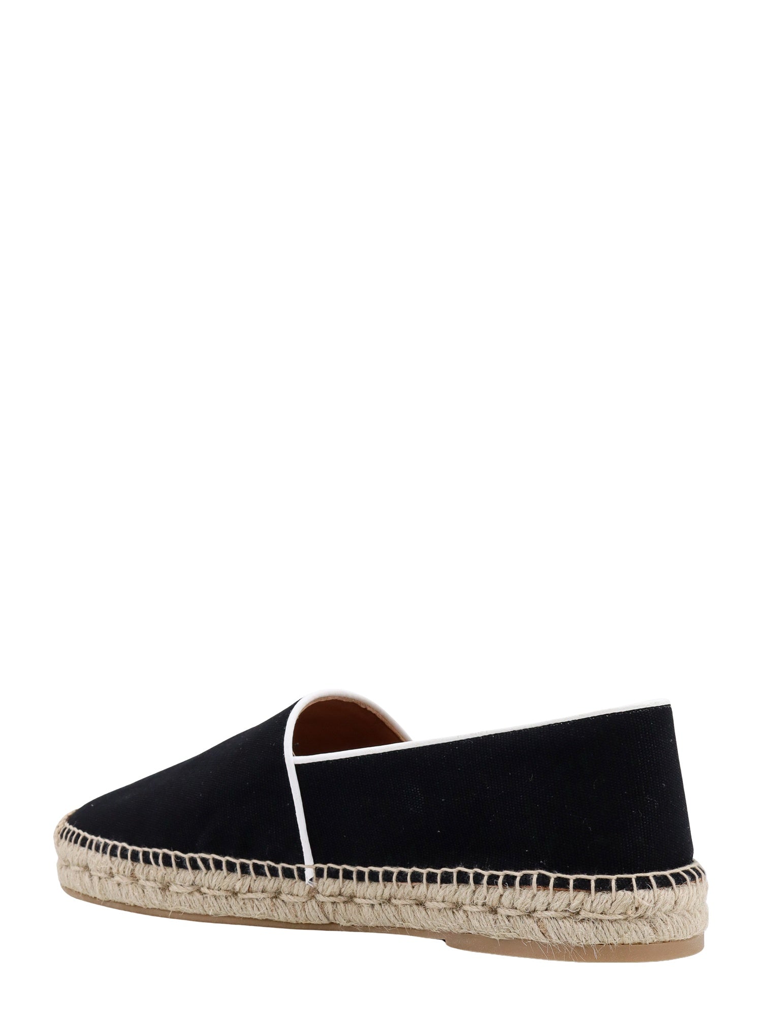 Off White Flat Shoes Black Canvas