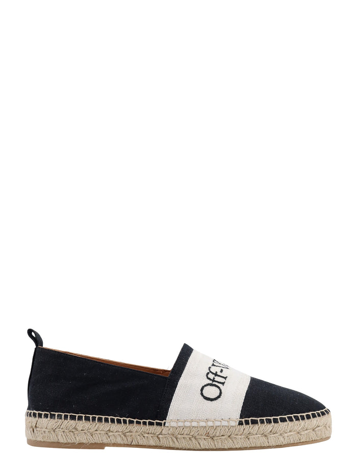 Off White Flat Shoes Black Lino