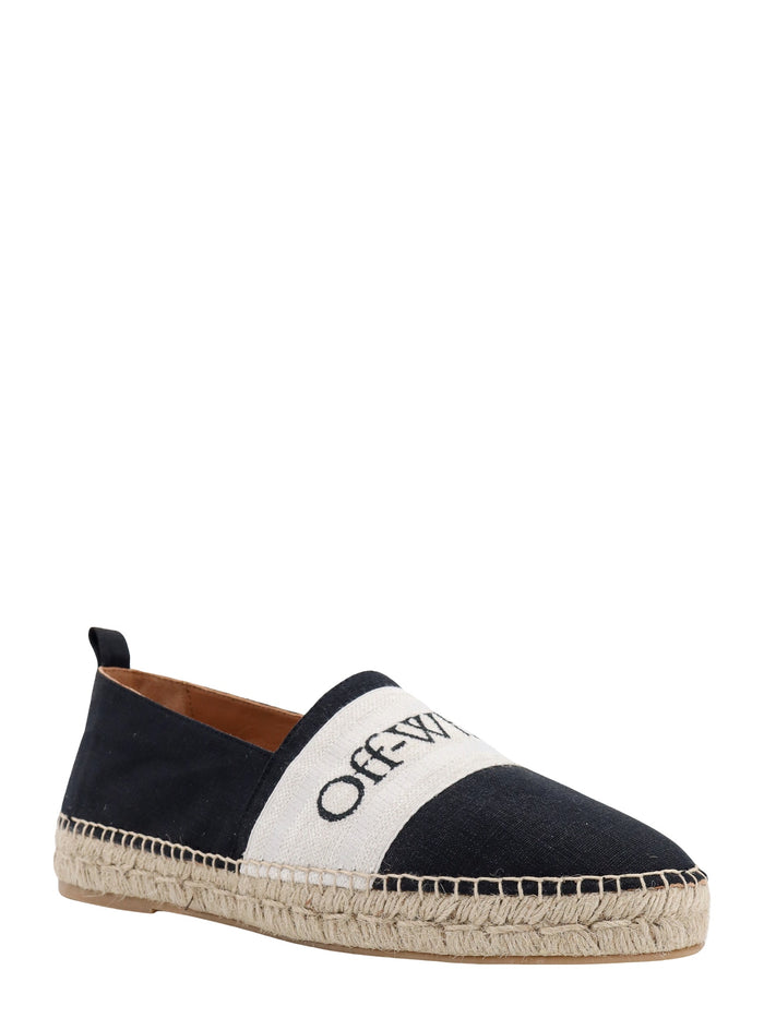 Off White Flat Shoes Black Lino