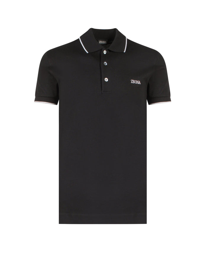 Zegna T-Shirts And Polos Black Cotone Elastan