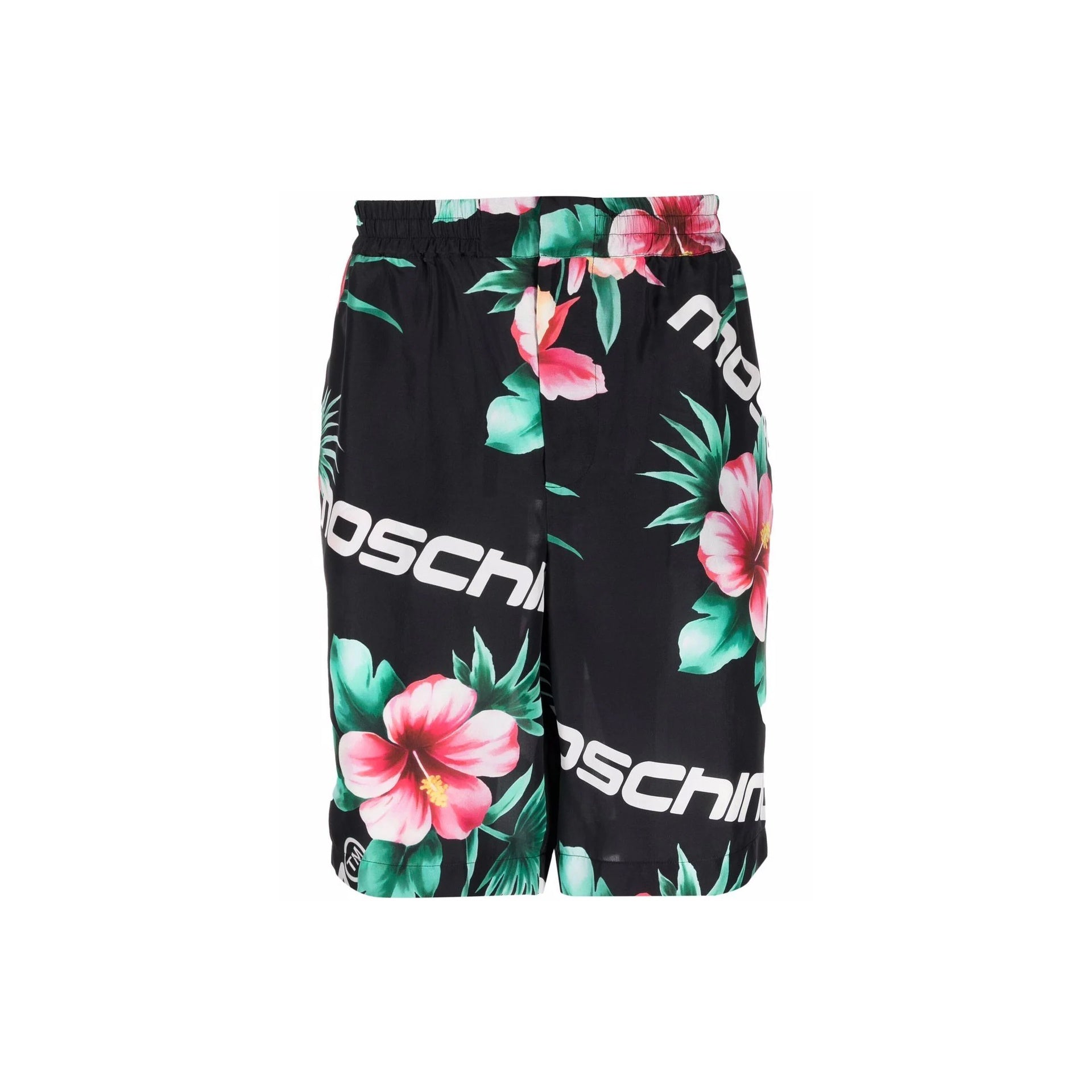 Floral Print Silk Shorts Black