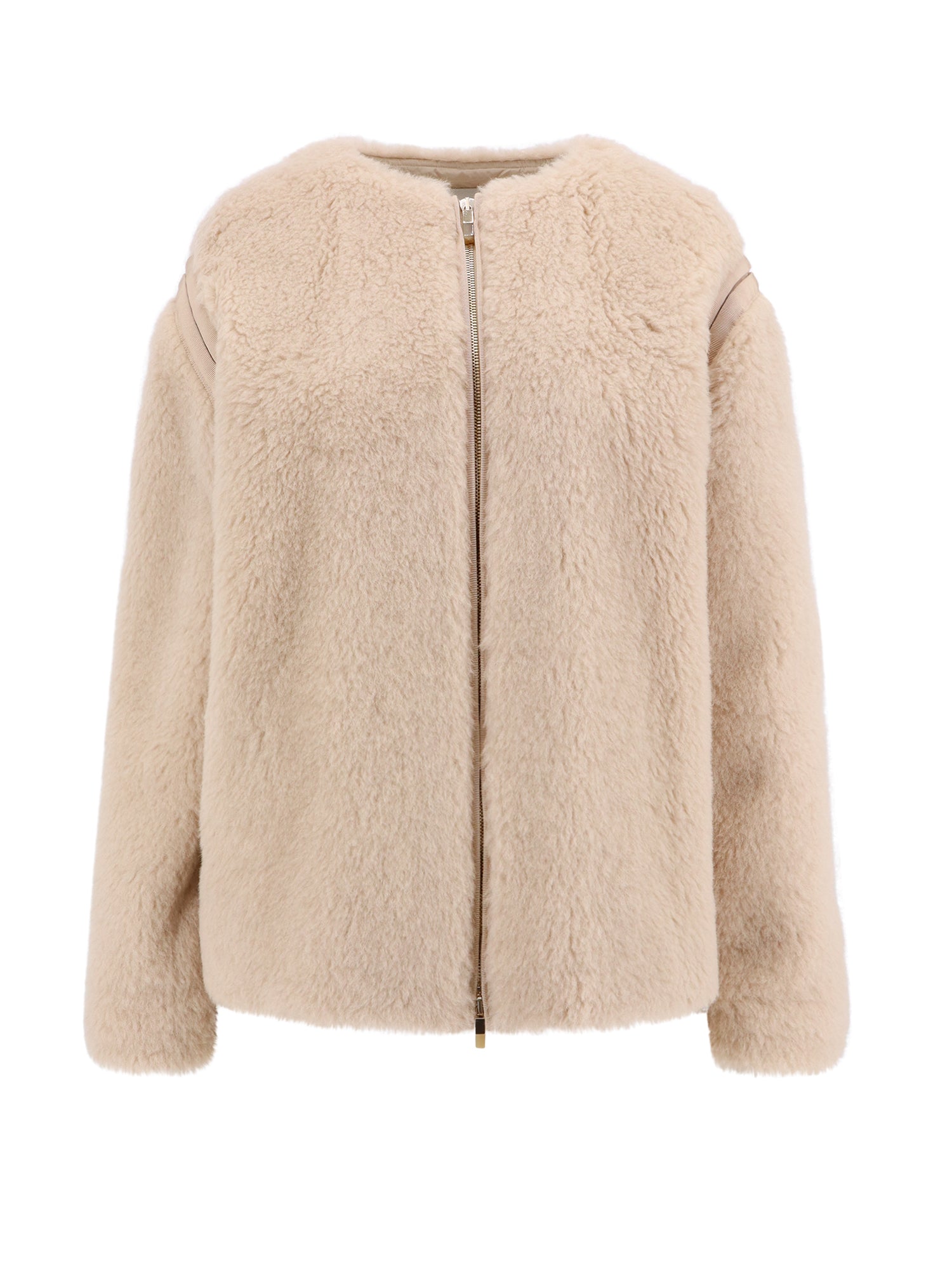Max Mara Jackets Beige Alpaca Lana Vergine Seta