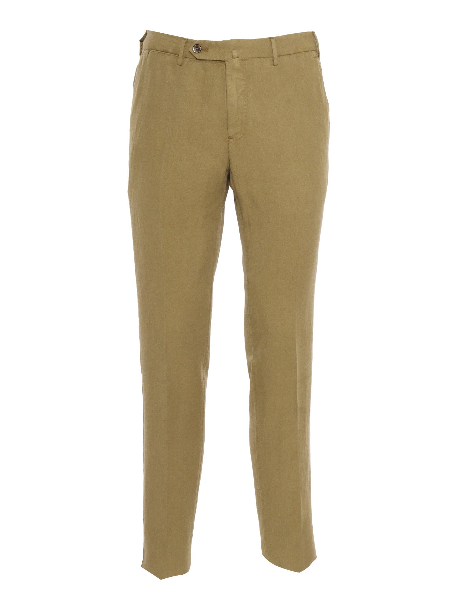 Kaki slim trousers Green Lyocell Linen Cotton Pant