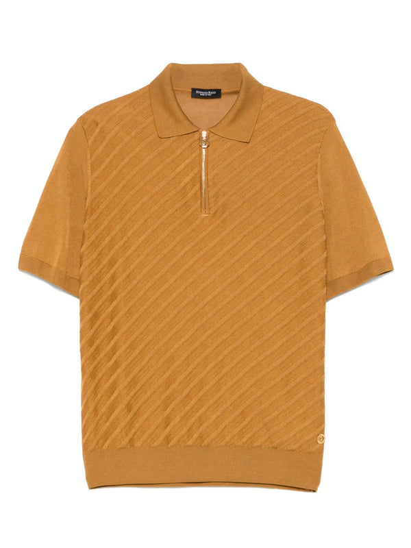Stefano Ricci Silk 80% polo shirt in ochre