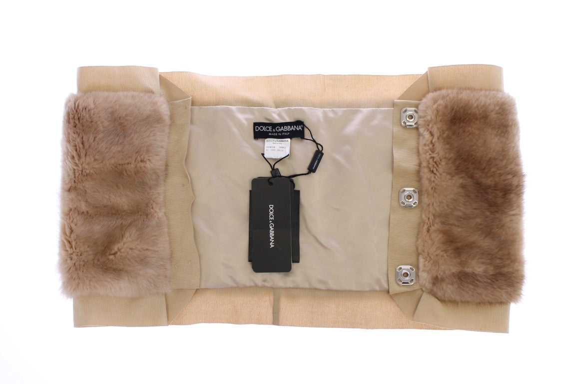 Dolce & Gabbana 100% Mink Fur scarf in beige — view 3
