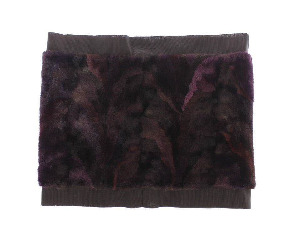 Dolce & Gabbana 100% Mink Fur with silk lining scarf in purple