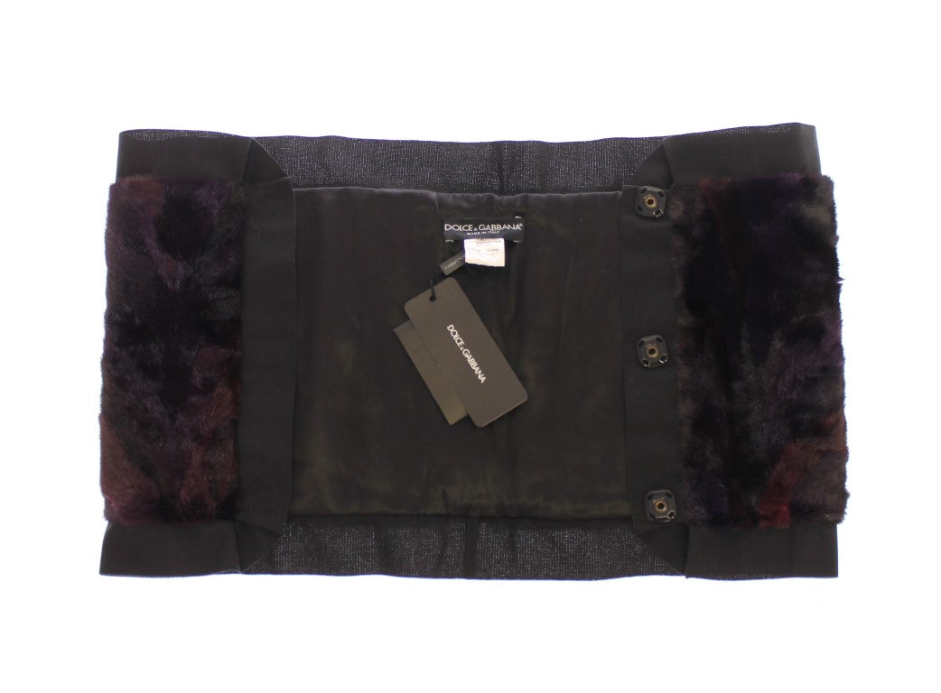 Dolce & Gabbana 100% Mink Fur with silk lining scarf in purple — view 3