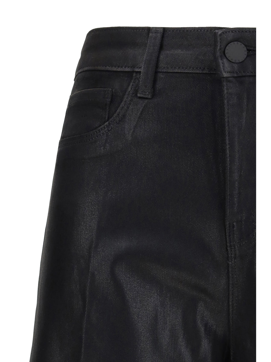 Wide Leg Jeans Clayton Coated Black Cotton