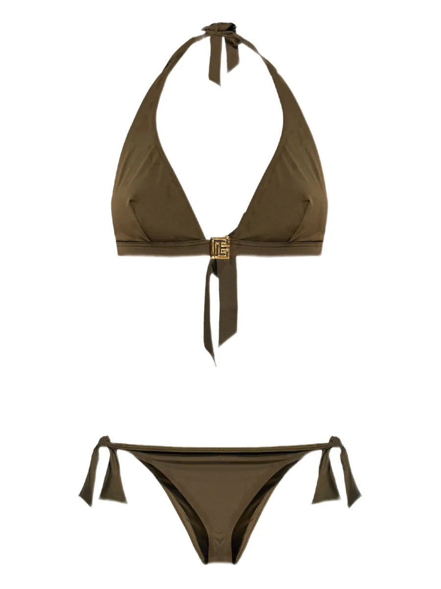 Balmain Polyamide 84% bikini set in olive green