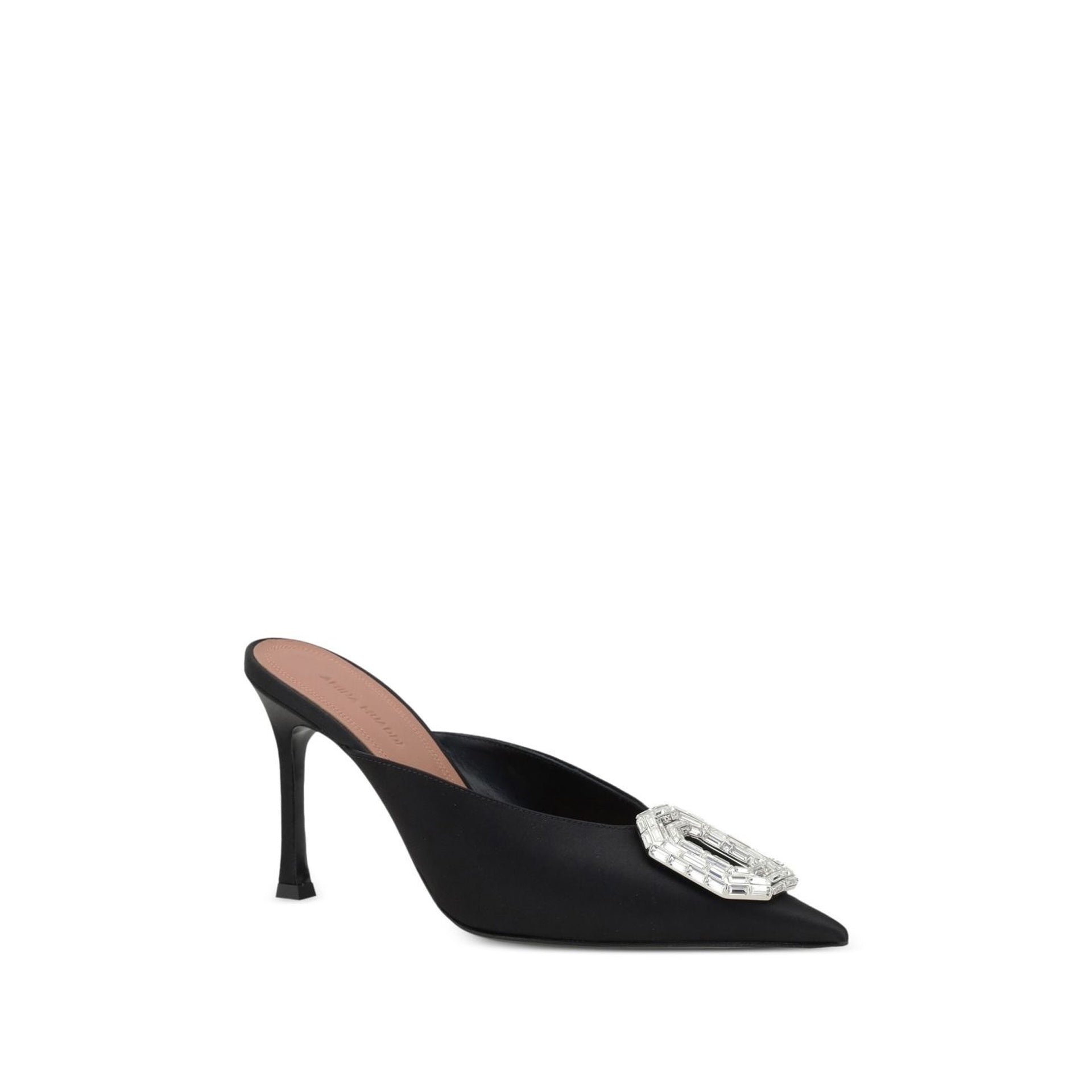 Amina Muaddi Camelia 90 Mules Black Silk